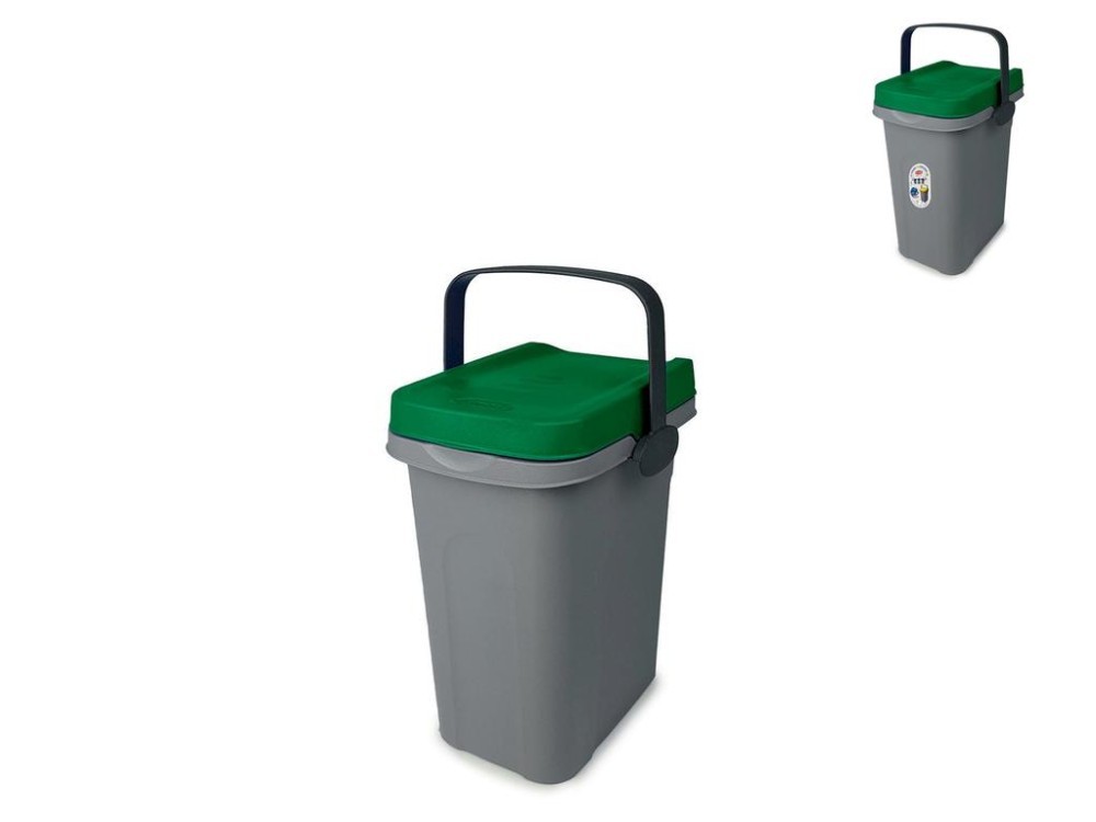 Ecosystem Trash Can 7 Liters With Green Handle Stefanplast
