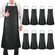 8 Pcs Heavy Duty Waterproof Work Apron for Dishwashing 40 Inch PU Leather Dis...