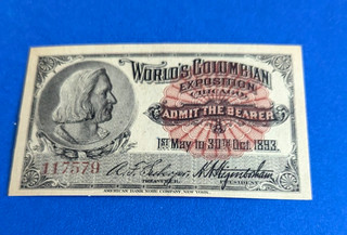 1893 World's Columbian Exposition Chicago ticket