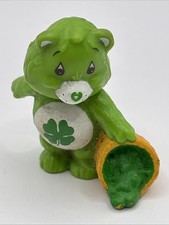 Vintage Care Bears Good Luck Bear Basket Shamrock PVC Figure 1983 Miniature Mini
