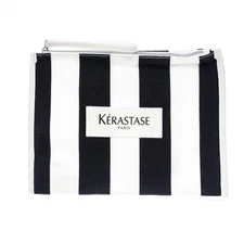 Kerastase Black & White Striped Cosmetic Makeup Pouch Travel Bag - 10" x 7.5"