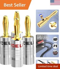 Speaker Banana Plugs 2 Pairs/4 Pcs, 24K Gold Plated Dual-Screw Type Speaker C...