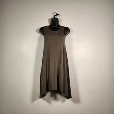 DECREE Tank Dress Womens Medium M Green Knit Sharkbite A-Line Swing Knee Length