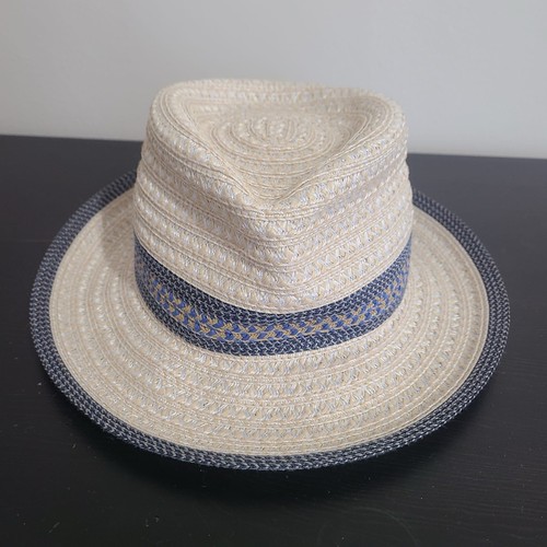Eric Javits Women’s Sun Hat Beige Cream Squishee Straw Fedora Packable UPF 50+
