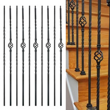 Satin Black Wrought Iron Balusters Set of 10 ...