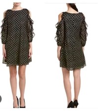 Eliza J Cold Shoulder Ruffle Sleeve Polka Dot Dress Women’s Size 10 NEW