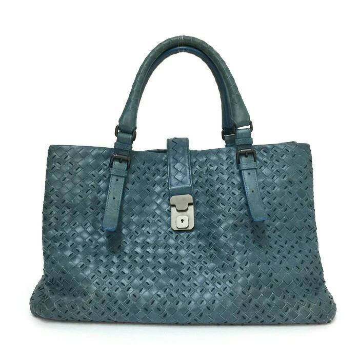 BOTTEGA VENETA Intrecciato Rome Bag Blue Leather Limited 300pcs Used