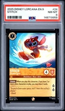 2025 DISNEY LORCANA EN 9-FABLED 24 STITCH - CAREFREE SURFER PSA 8