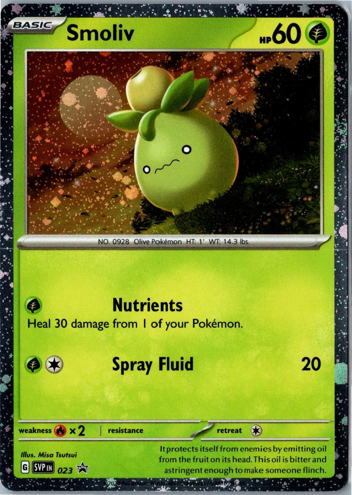Pokemon Card - Smoliv Holo Scarlet & Violet Promo 023 Promo Lightly Played