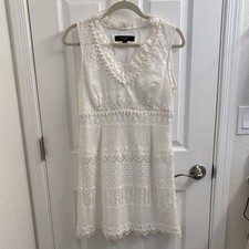 Women's NINE WEST Ivory Lace Sleeveless Dress - Size 10