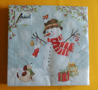 20 Servietten Schneemann Vogel HüNdchen 1 Packung Winter Weihnachten Ambiente
