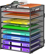 9Tier Paper Organizer with Handle Large Capacity Desk Organizer Mesh File Folder