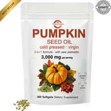 Pumpkin Seed Oil 3000mg Softgels Cold Pressed Virgin Saw Palmetto 300 Coun