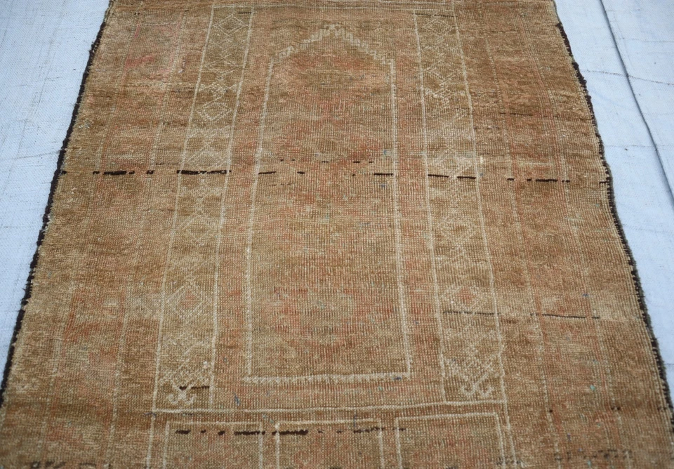 Antigua alfombra tribal turcomana afgana de la década de 1960 de 2'10x4'5 pies hecha a mano - Alfombra de sala de estar Foto 3 de 4