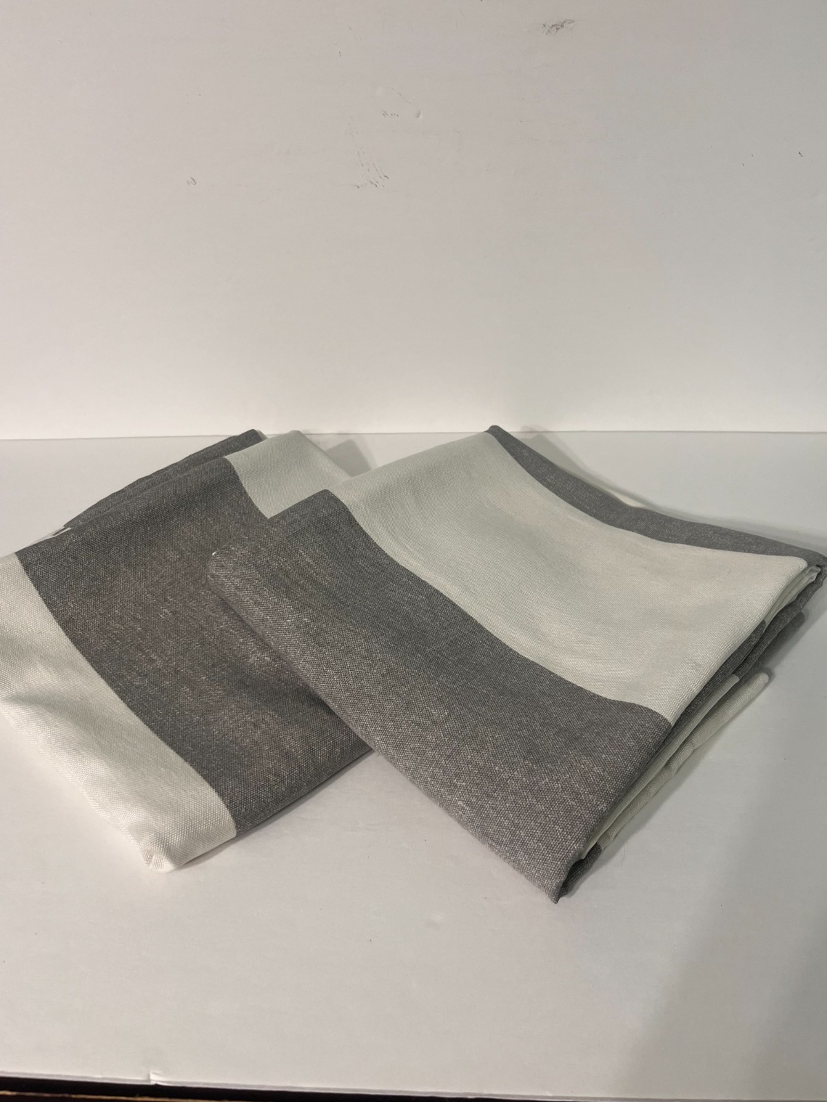 Mainstays-Curtain Panels Set of 2 Gray/ White Stripe approx. 38 x 84 each panel