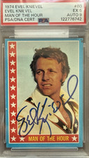 Evel Knievel (d.2007) Daredevil Stunt Man Autographed Signed 1974 Card PSA