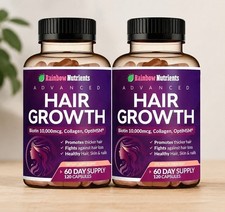 2 PACK NEW! Rainbow Nutrients Advanced Hair Growth- Prevent Hair Loss FREE SHIP