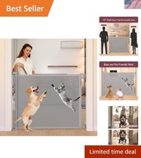 41" Tall Retractable Gate - Mesh Dog  Baby Gate, Extends to 71" Wide, Black