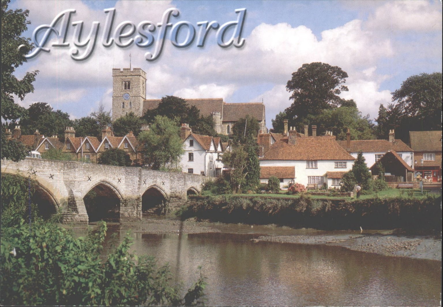 Aylesford Kent River Medway Bridge Church Village John Hinde Postcard
