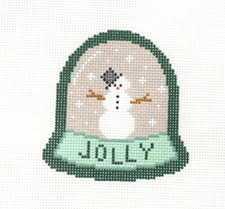 Mopsey Jolly Snowman Christmas Bell Ornament Handpainted Needlepoint Canvas 13ct
