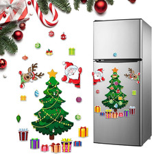 Magnetic Christmas Tree for Refrigerator Decorations, Santa Reindeer Holiday Sti