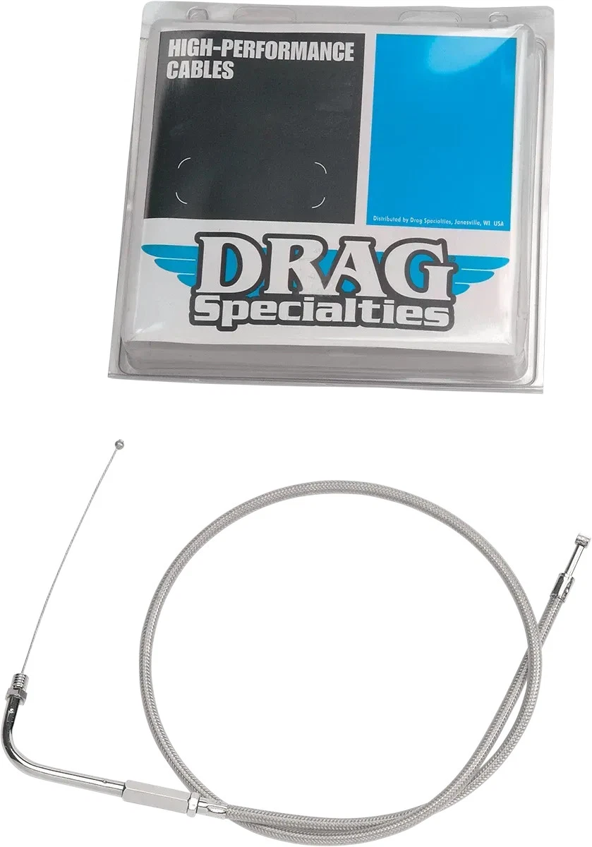 DRAG SPECIALTIES Stainless Braided Throttle Cable - Fits 32-1/2" 5332000B
