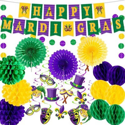 54 Pieces Mardi Gras Party Decorations and Supplies Set, Purple Green and Gol...