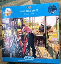 Gibson's 500 piece jigsaw puzzle complete ON EARLY SHIFT railway signal box