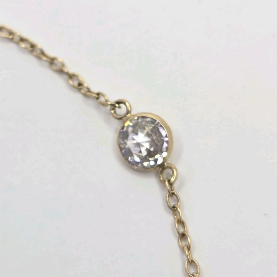 Pulseira de tornozelo Diamonique CZ por jarda tornozeleira ouro 14K sólido real 9 3/4" 2,12 g - Imagem 3 de 4