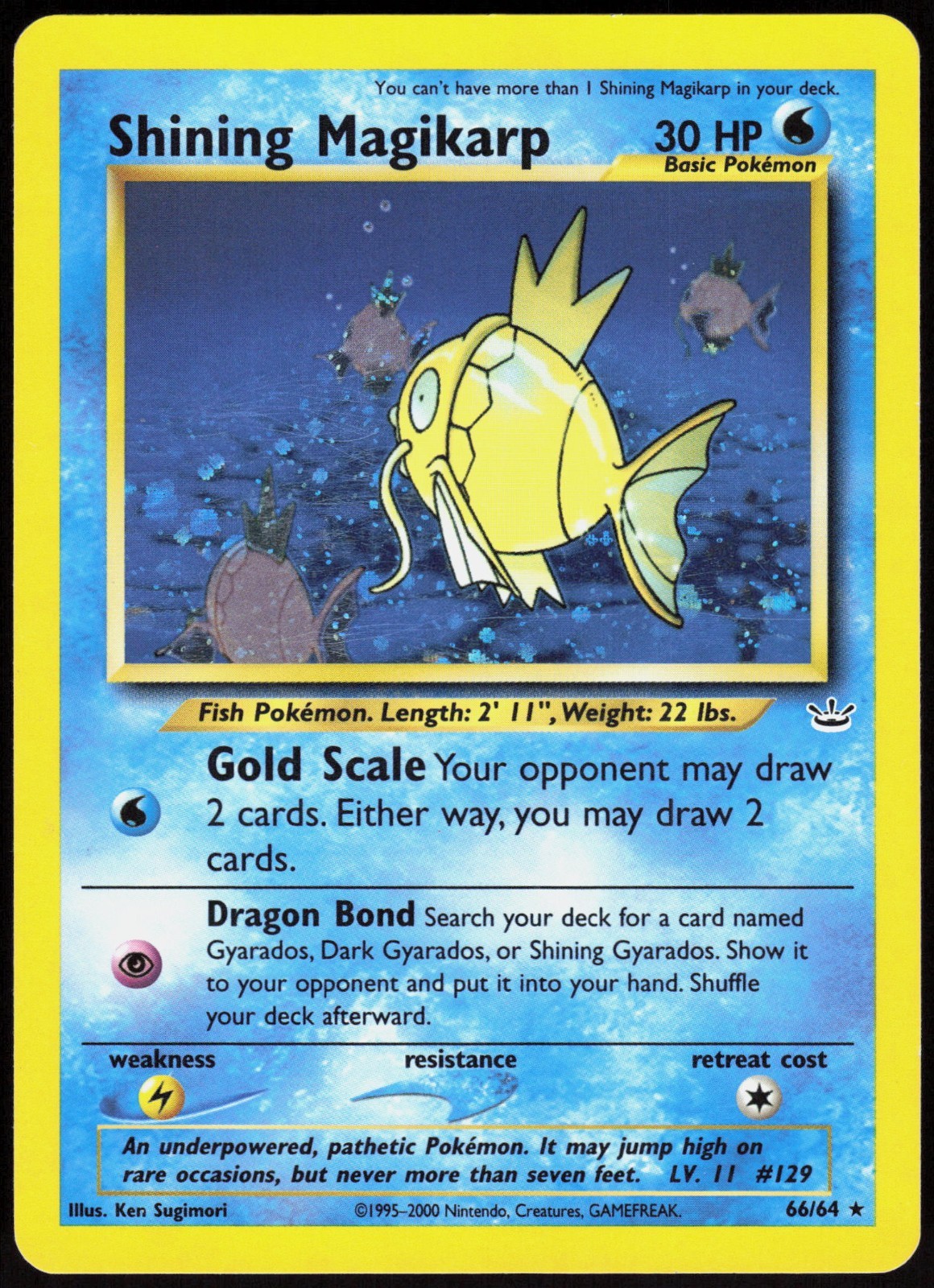 Shining Magikarp - 66/64 - Pokemon Neo Revelation Unlimited Holo Rare Card NM