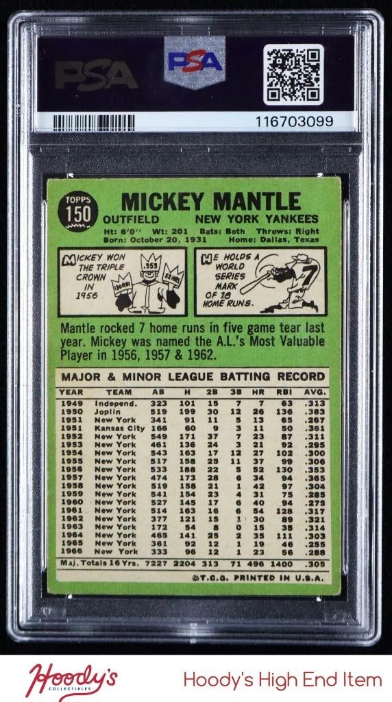 1967 Topps #150 Mickey Mantle Autograph Signed PSA/DNA AUTHENTIC AUTO 7 Yankees view 2