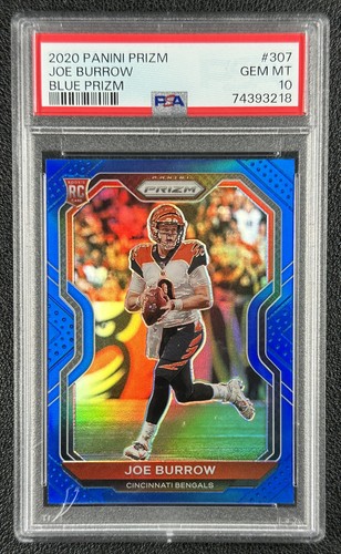 JOE BURROW PSA 10 2020 PANINI PRIZM #307 ROOKIE SSP BLUE RC BENGALS GEM LOW POP