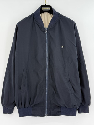 Vintage LACOSTE Jacket Mens L Navy Blue Reversible Bomber 80s 90s