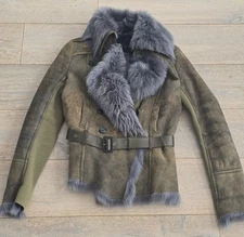 Patrizia Pepe Real Lambskin Leather Shearling Coat Size US 6