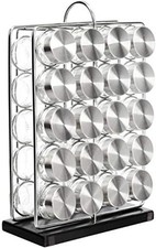 Amazon Basics Alloy Steel 20-Jar Vertical Spice Rack,Jars included, Silver
