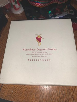 2003 POTTERY BARN DASHER DANCER PRANCER VIXEN REINDEER DESSERT PLATES