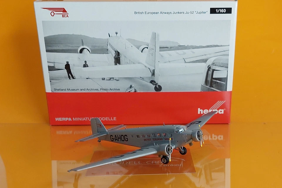 Herpa 019422 BEA British European Airways Junkers JU-52 G-AHOG” 1:160 NEU - Bild 1 von 2
