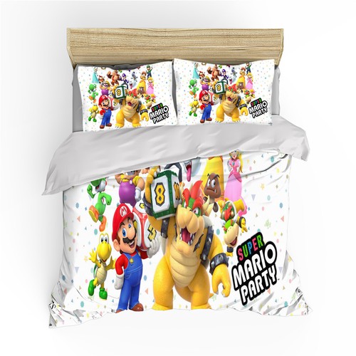 Set Copripiumino Trapuntato Super Mario Matrimoniale Singolo King Super King Biancheria da Letto Bianco - Foto 2 di 2