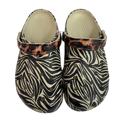 Crocs Classic Animal Remix Clog Bone White Black Wild Zebra Size W10