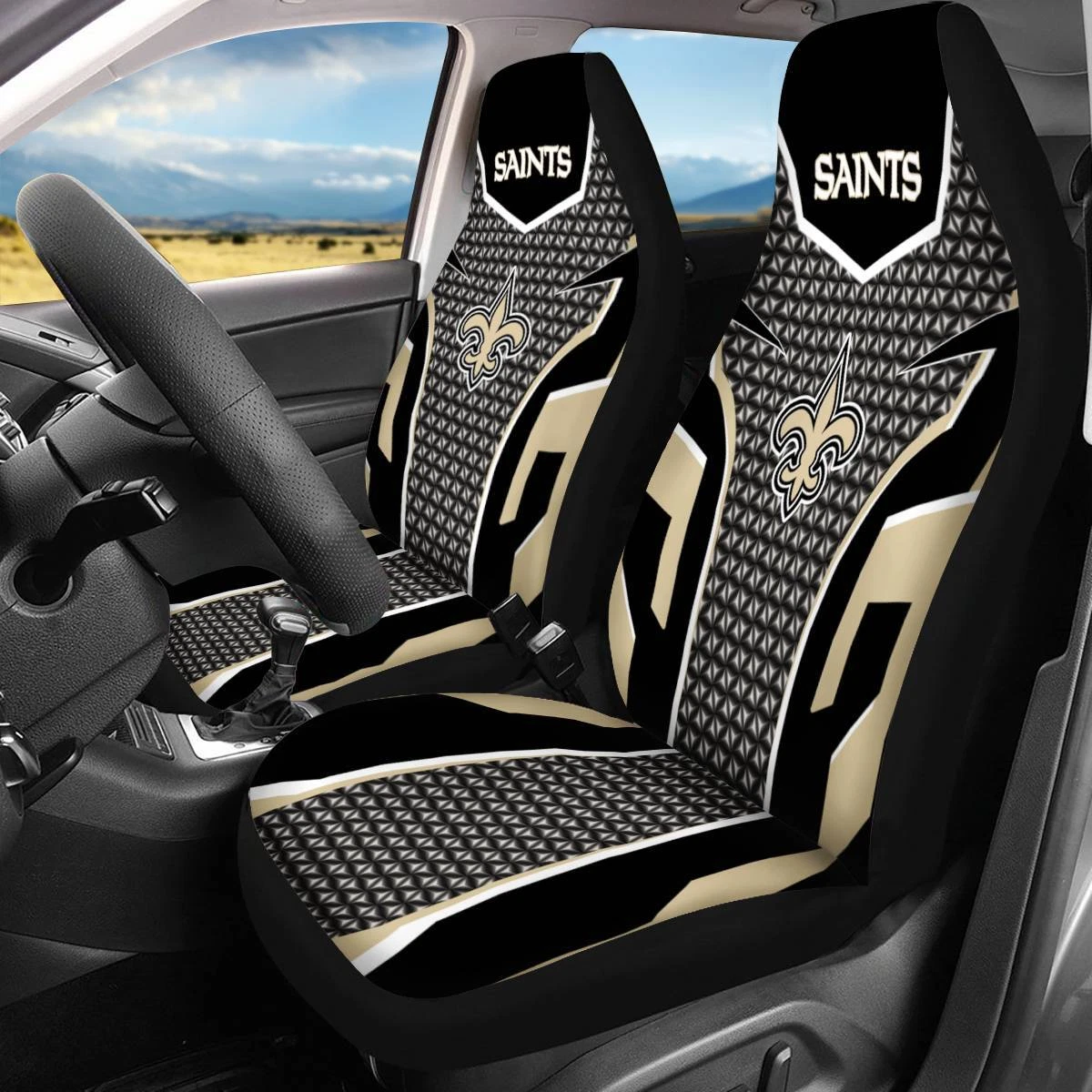 Car Seat Cover Seat Protector 2Pc with New Orleans Saints