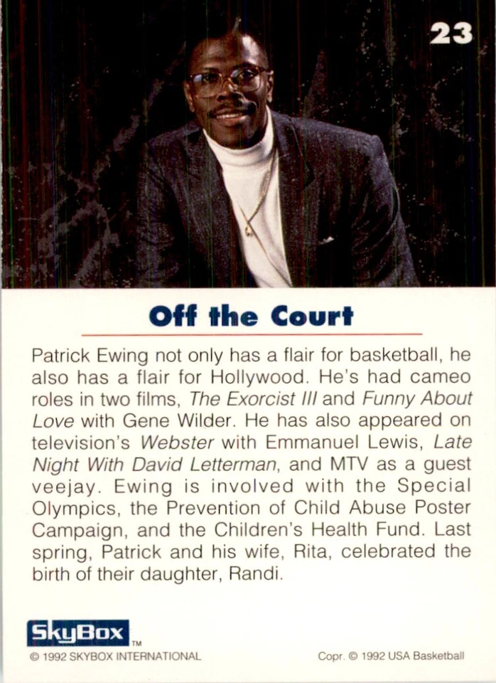 1992-93 SkyBox USA Basketball Patrick Ewing. Basketball Cards #23 - Image 2 of 2