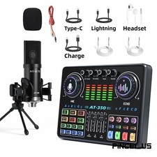 AT350 Live Streaming Kit 48V Professional Audio Sound Card Condenser Microphone