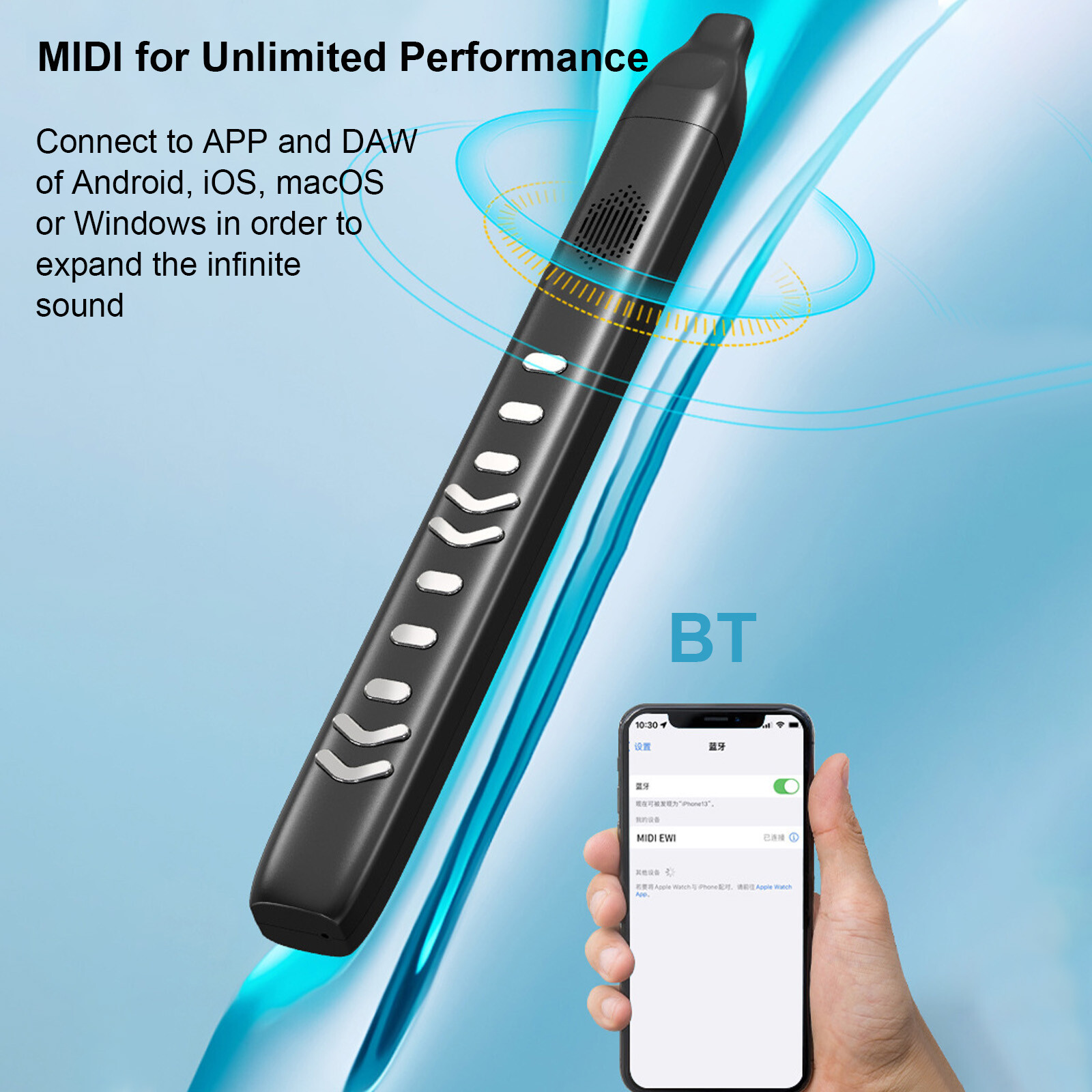 MIDI Electronic Saxophone - Portable Digital Wind Instrument With 13 Tones, Bluetooth, 2W Speaker