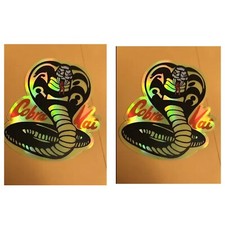 2 RARE HOLOGRAPHIC STYLE 4  x 3.25  COBRA KAI vinyl sticker Karate Kid