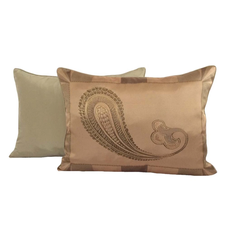 2 fundas de almohada/fundas de cojín de cachemira satinada jacquard beige tamaño estándar F. Foto 2 de 4