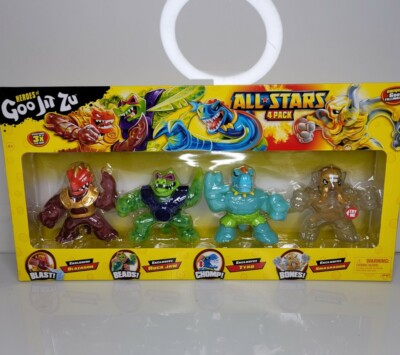 Heroes of Goo Jit Zu All Stars 4 Pack Blazagon Rock Jaw Tyro Smashadon New Rare