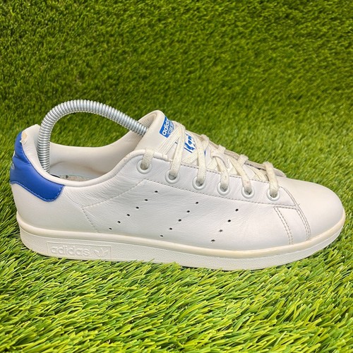 Adidas Stan Smith Boys Size 7Y White Blue Athletic Casual Leather Shoes Sneakers