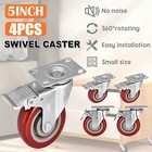 5" Heavy Duty Swivel Castor Wheels Trolley Furniture Caster Brake 600KG Load