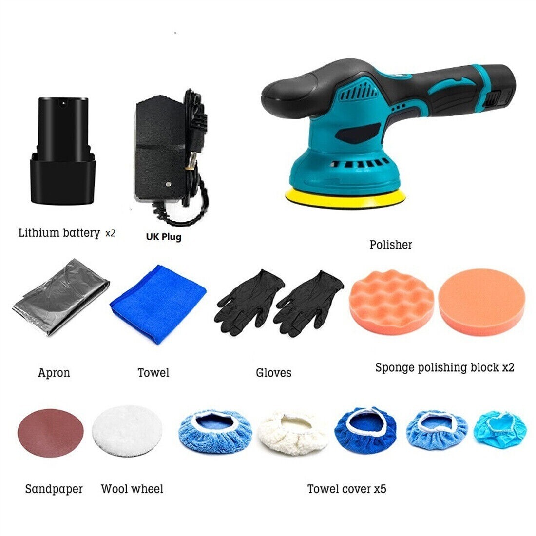 5" Cordless Car Polisher Buffer Sander Dual Action Portable Polishing
