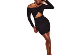 Royalty By Maluma Cutout Halter Knit Black Dress Sz Large